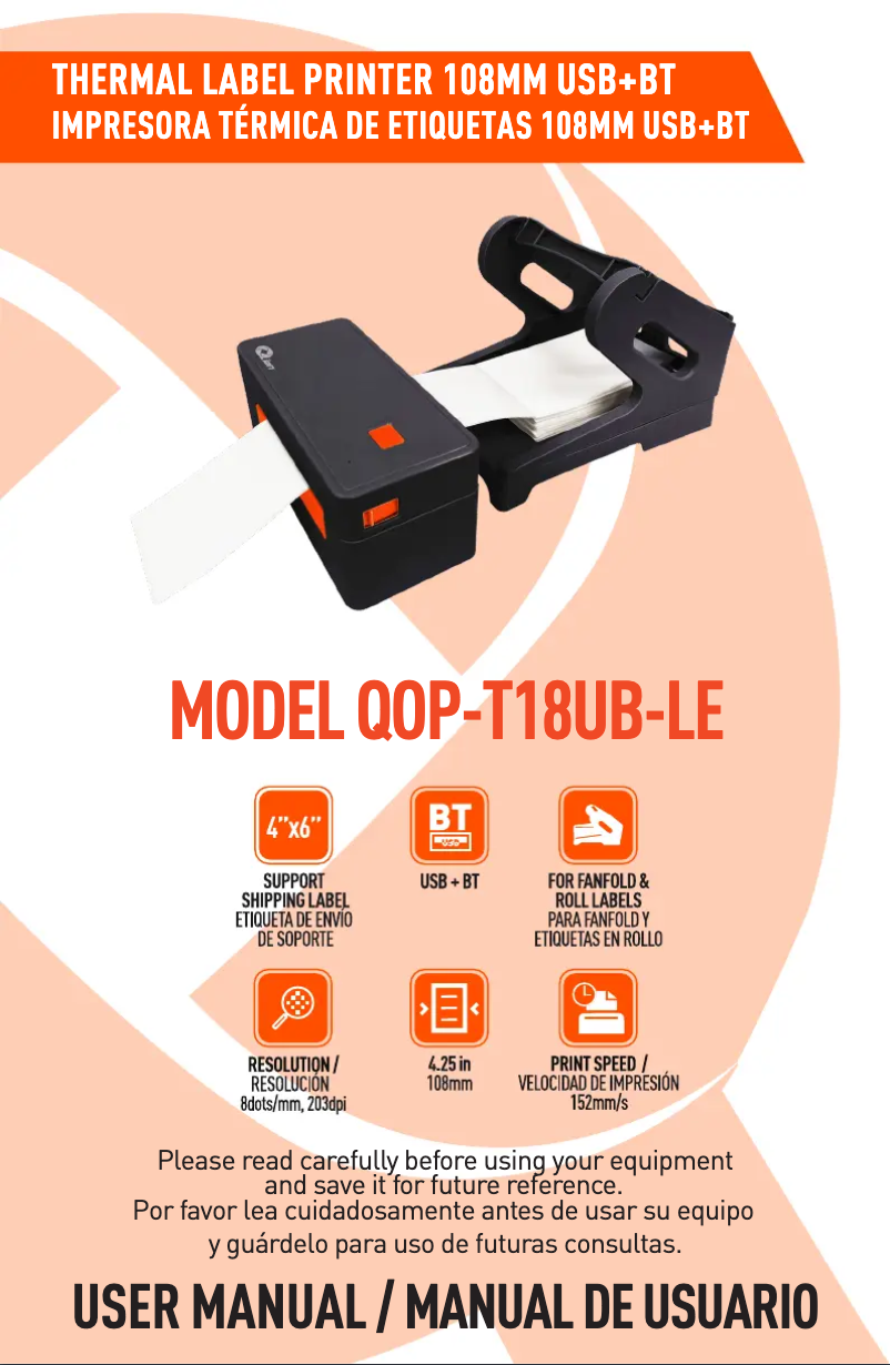 Page 1 de la notice Manuel utilisateur Qian QOP-T18UB-LE