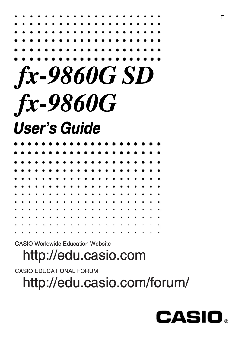Page 1 de la notice Manuel utilisateur Casio FX-9860G