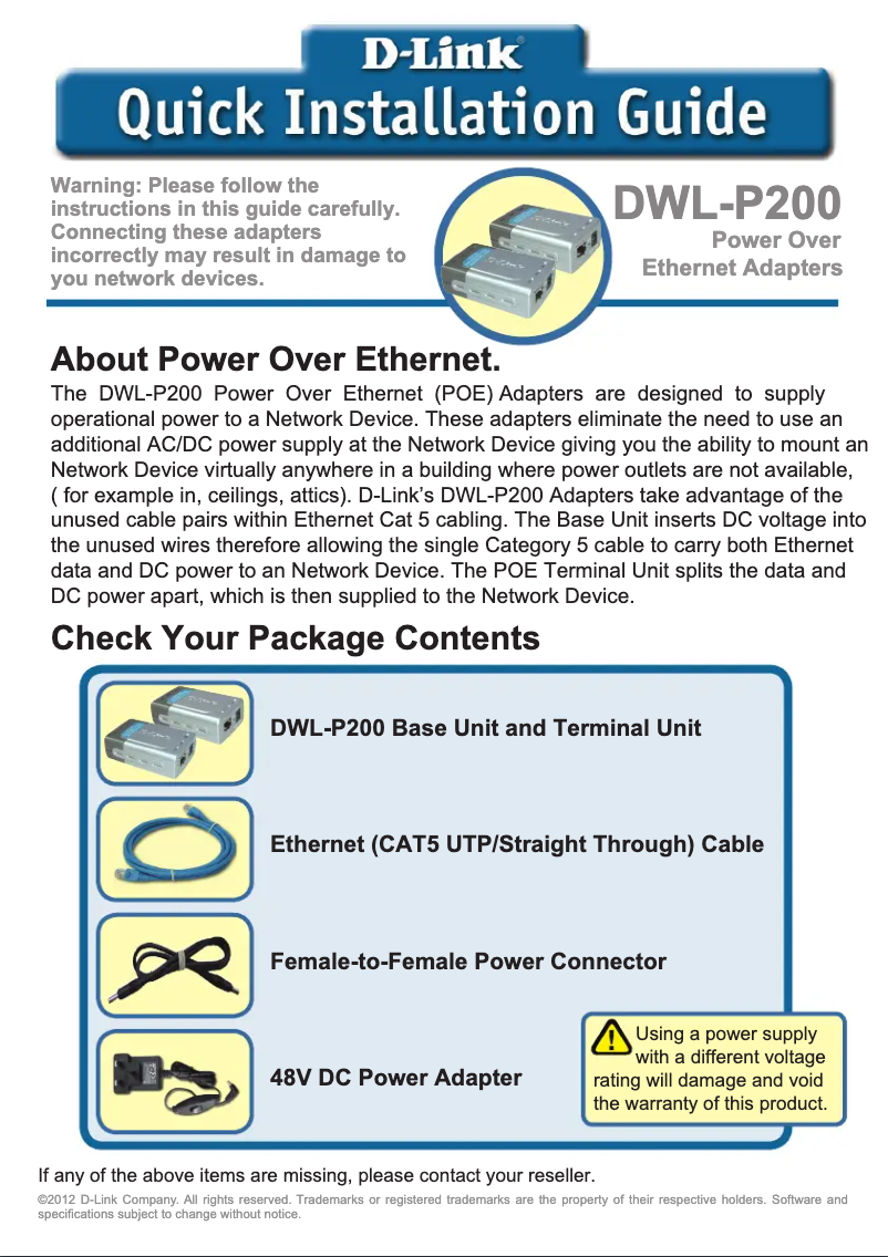 Image de la première page du manuel de l'appareil DWL-P200