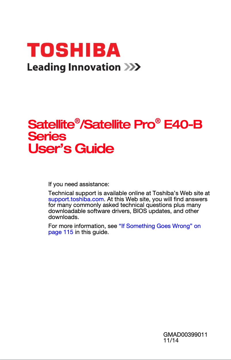 Page n°1 - Manuel utilisateur Toshiba Satellite E40