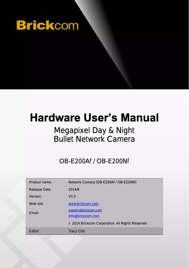 Page n°1 - Manuel utilisateur Brickcom OB-E200NF