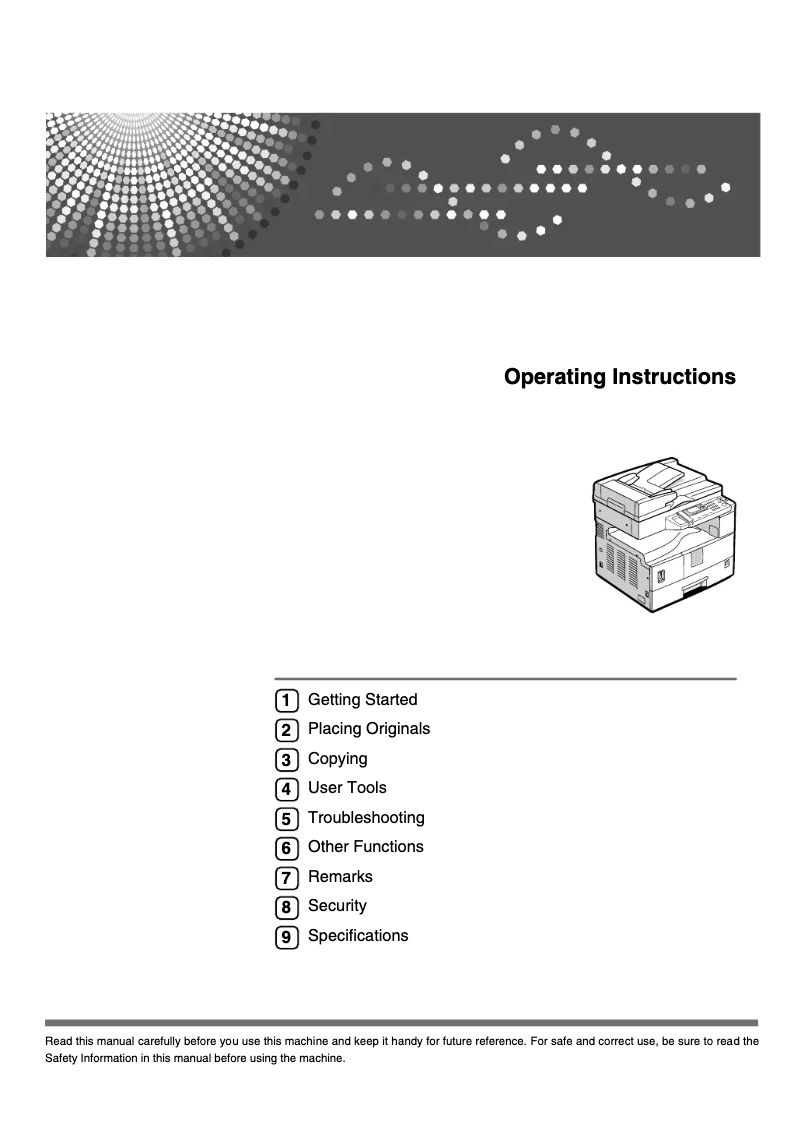 Page n°1 - Manuel utilisateur Ricoh Aficio MP 1900