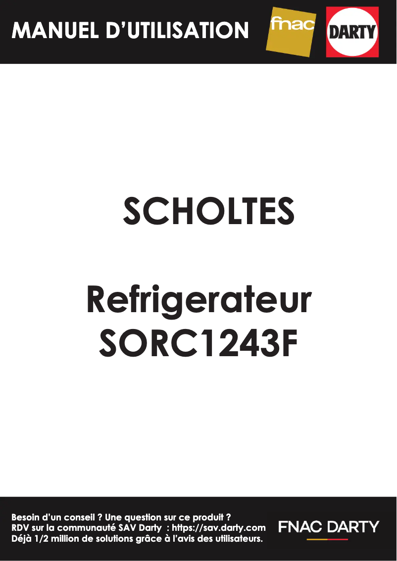 Page 1 de la notice Manuel utilisateur Scholtès SORC1243F