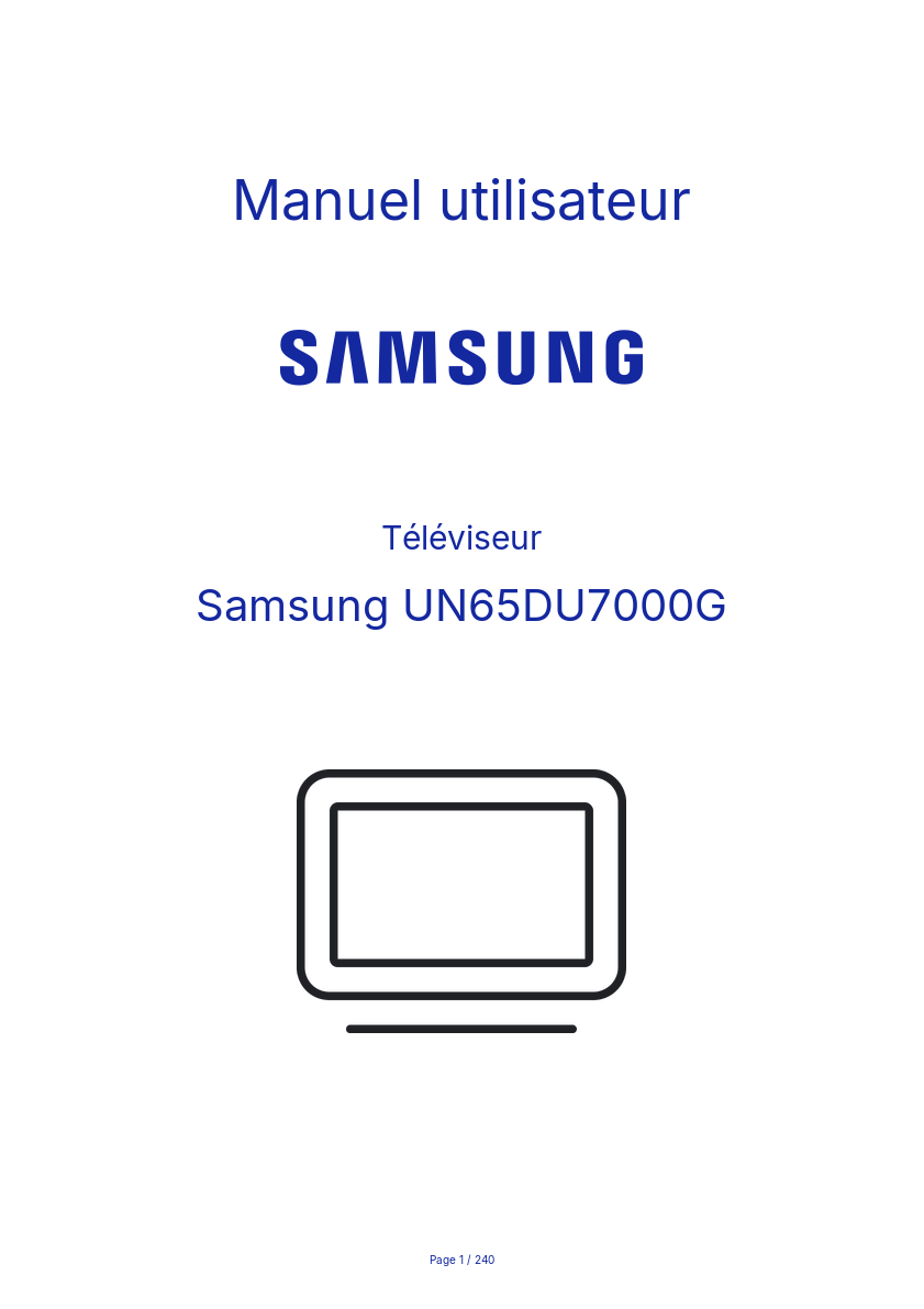 Image de la première page du manuel de l'appareil UN65DU7000G