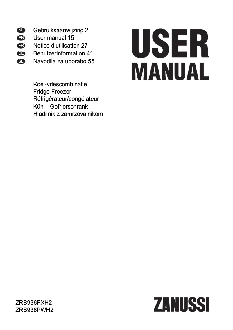 Page n°1 - Manuel utilisateur Zanussi ZRB936PWH2