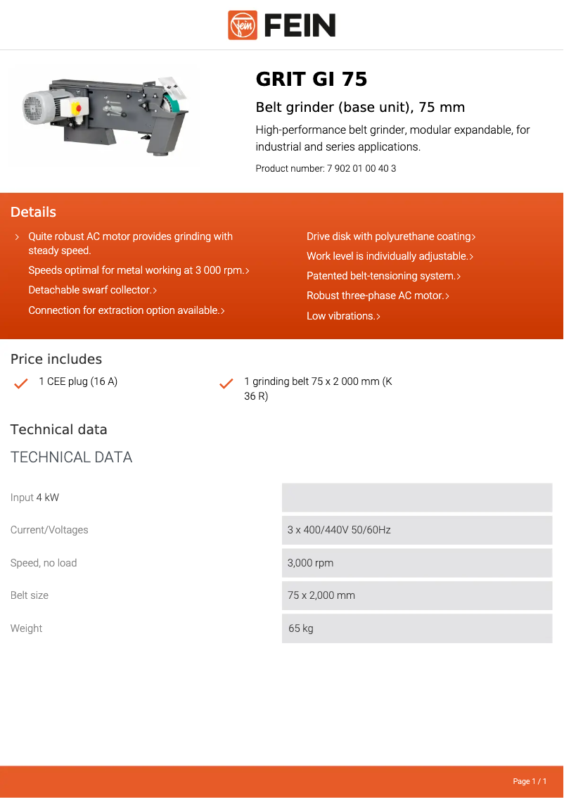 Image de la première page du manuel de l'appareil GRIT GI 75