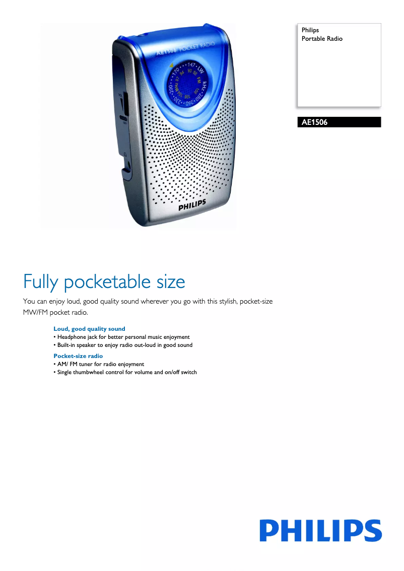 Page n°1 - Brochure Philips AE1506