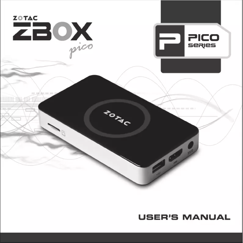 Page 1 de la notice Manuel utilisateur Zotac ZBOX PI320