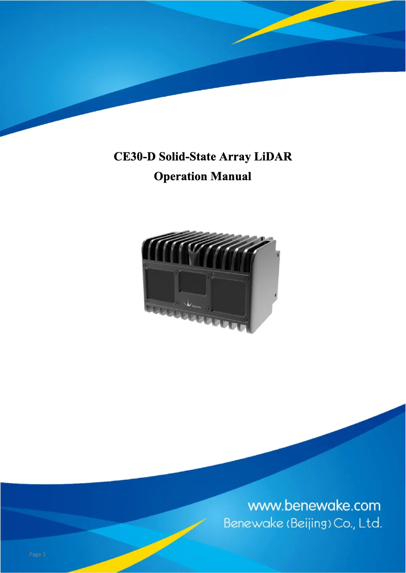 Page n°1 - Manuel utilisateur Benewake CE30-D