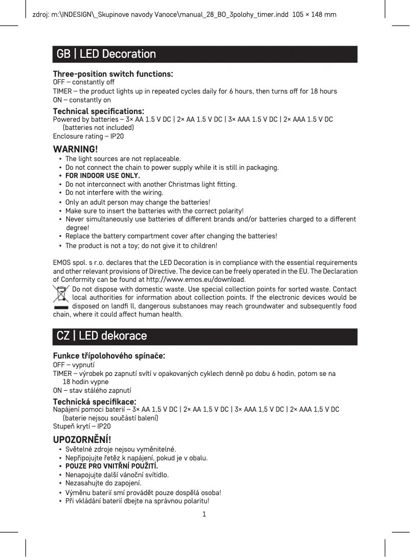 Page 1 de la notice Manuel utilisateur Emos DCGW10