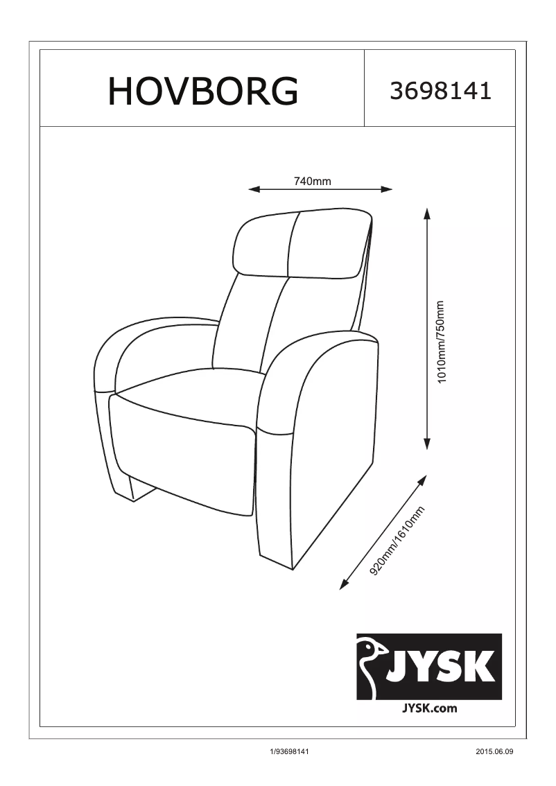 Page 1 de la notice Manuel utilisateur JYSK Hovborg