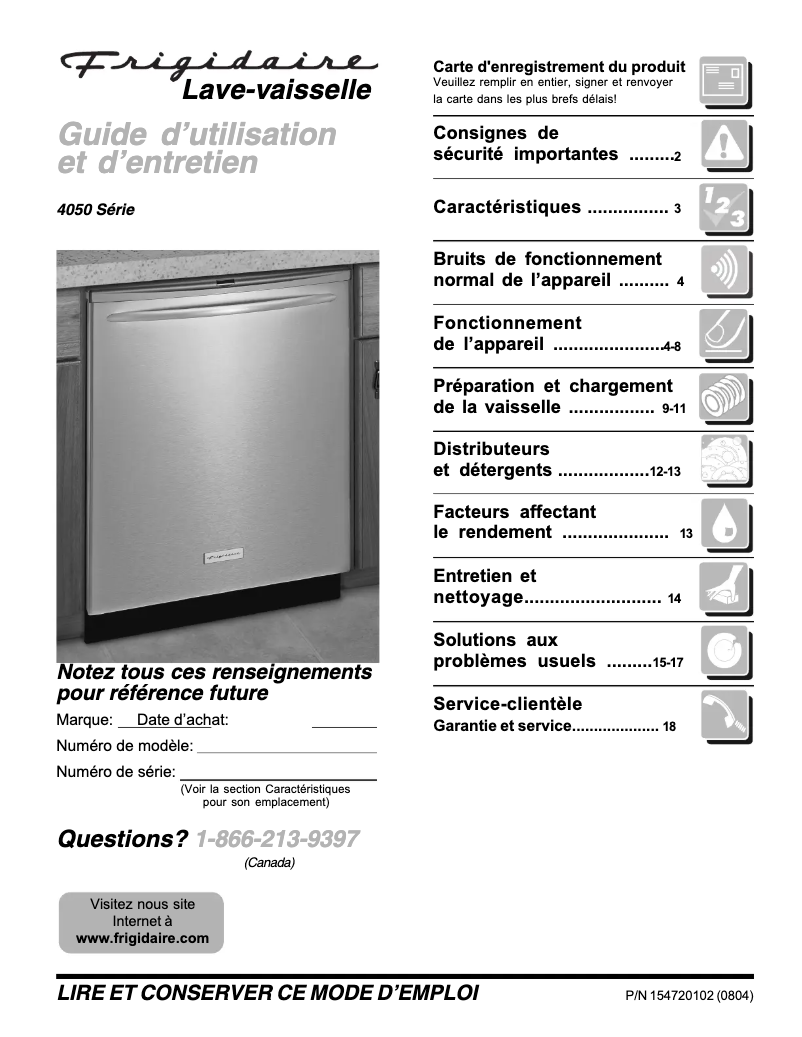 Page n°1 - Manuel utilisateur Frigidaire GLD4050RHC