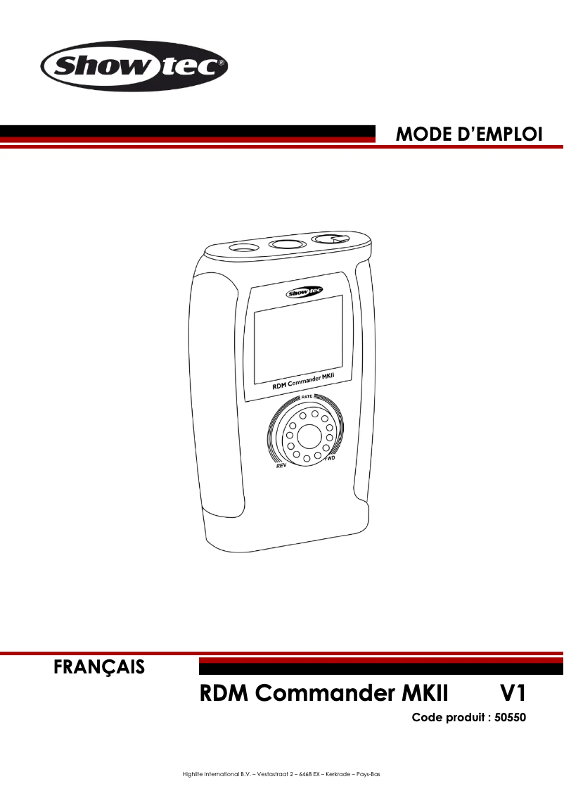 Image de la première page du manuel de l'appareil RDM Commander MKII