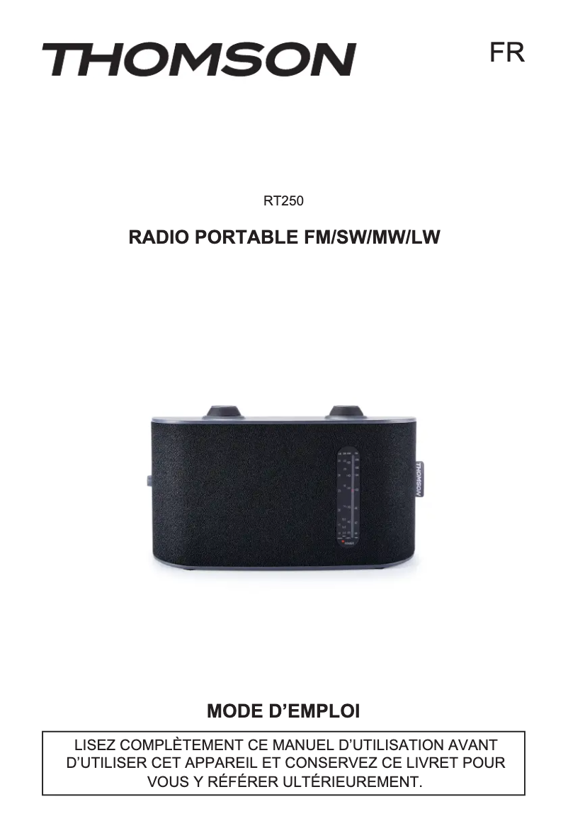 Page n°1 - Manuel utilisateur Thomson RT252