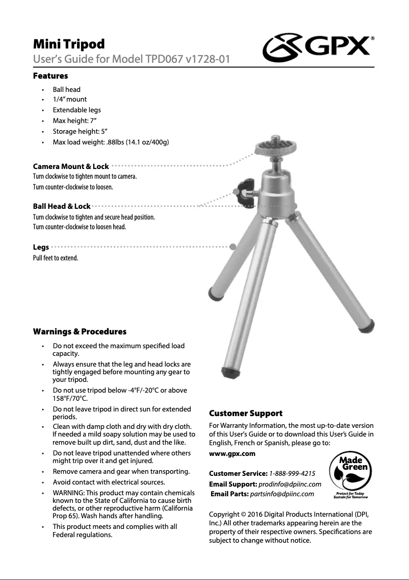 First page image of the manual for TPD067