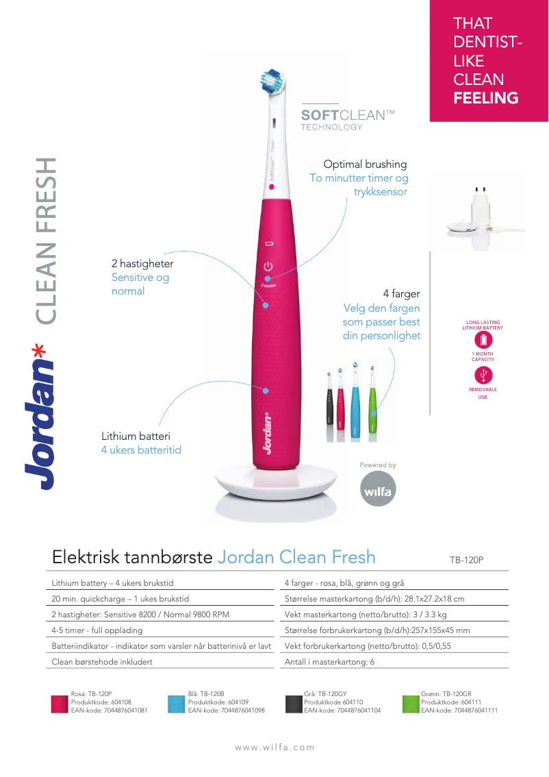 Image de la première page du manuel de l'appareil Jordan Clean Fresh TB-120P