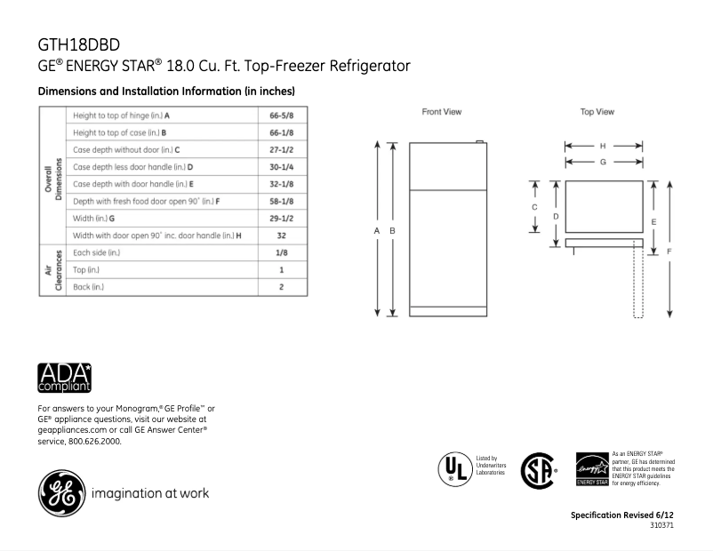 First page image of the manual for GTH18DBDBB