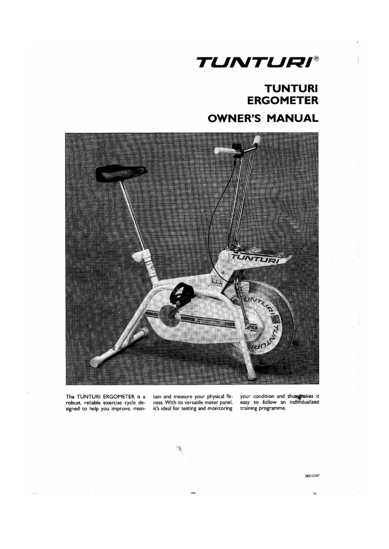 Page n°1 - Manuel utilisateur Tunturi W1