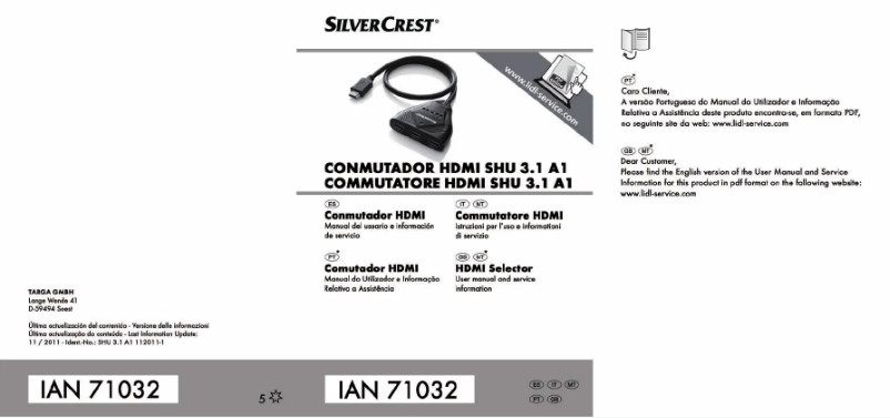 Image de la première page du manuel de l'appareil SHU 3.1 A1