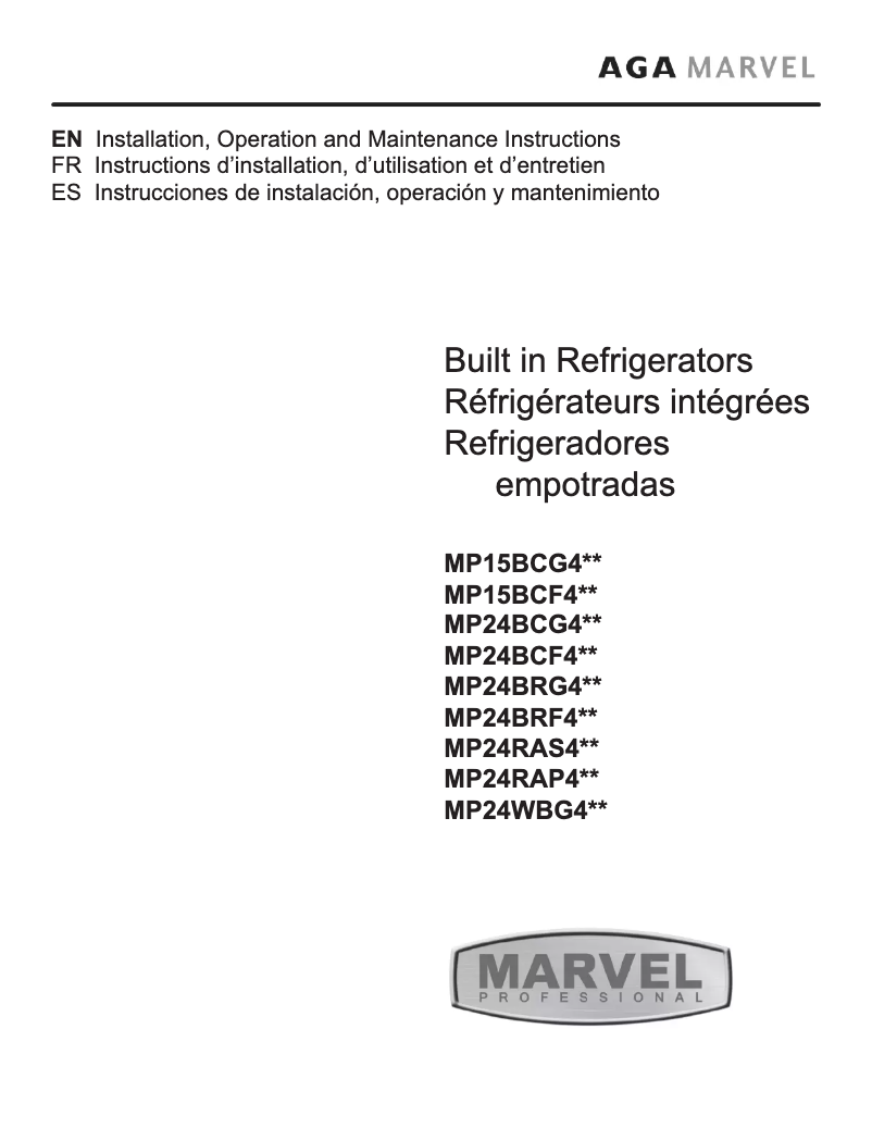 Page 1 de la notice Manuel utilisateur Marvel MP24RAS4LS
