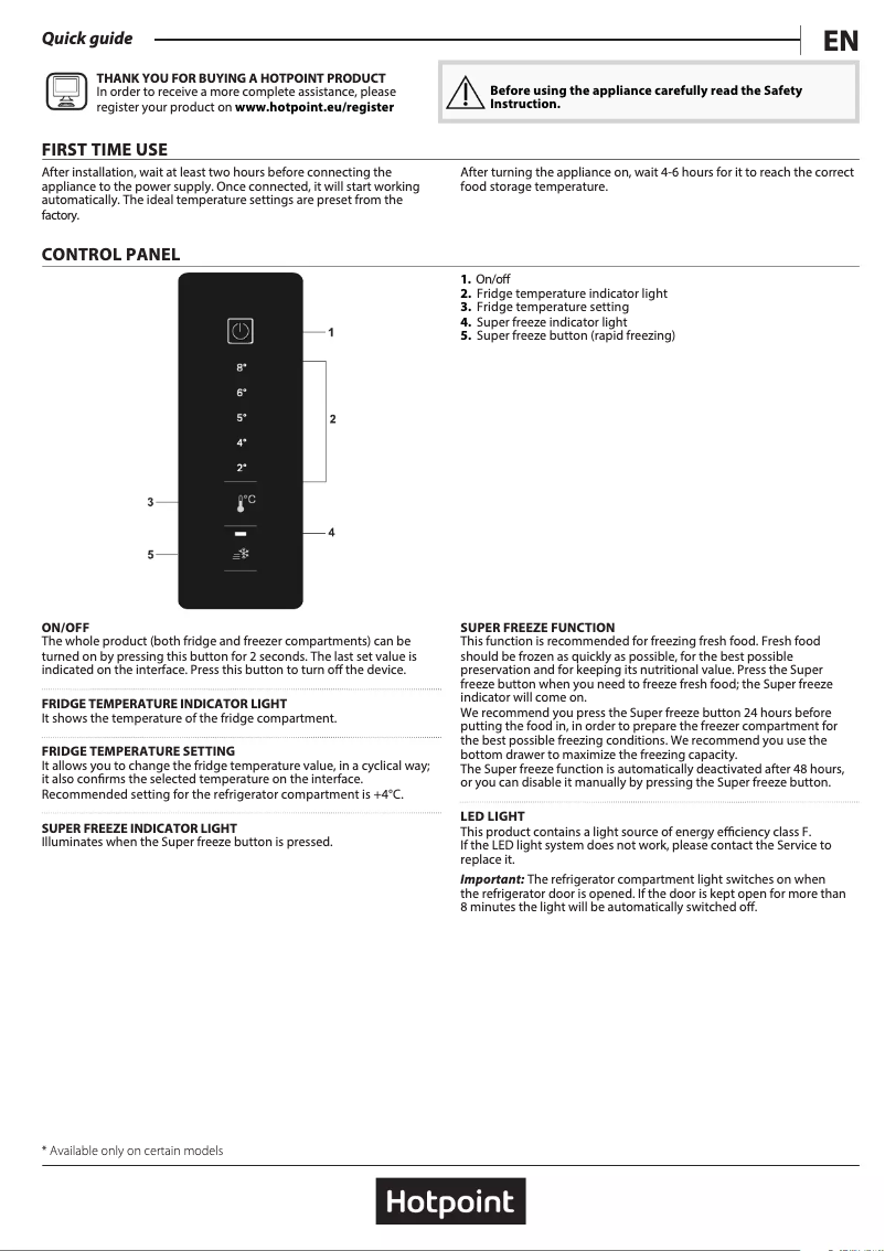 Page 1 de la notice Manuel utilisateur Hotpoint H5X 82O SK