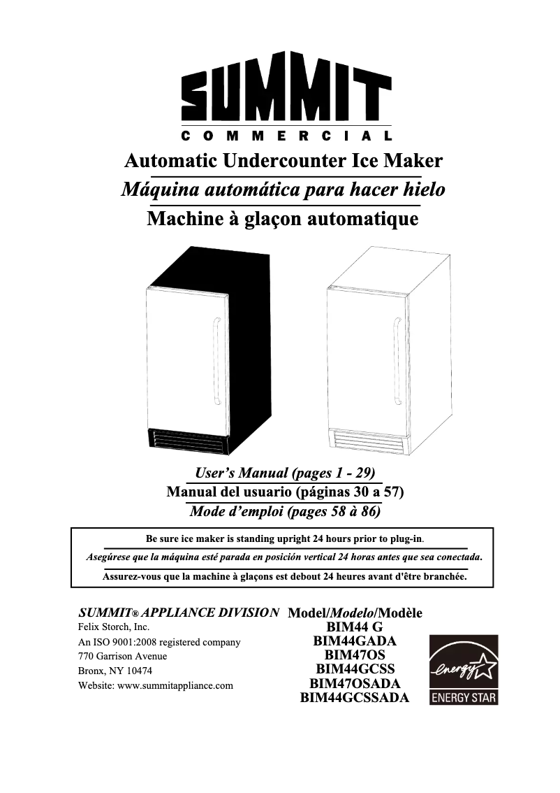 Page n°1 - Guide d'installation Summit BIM44G