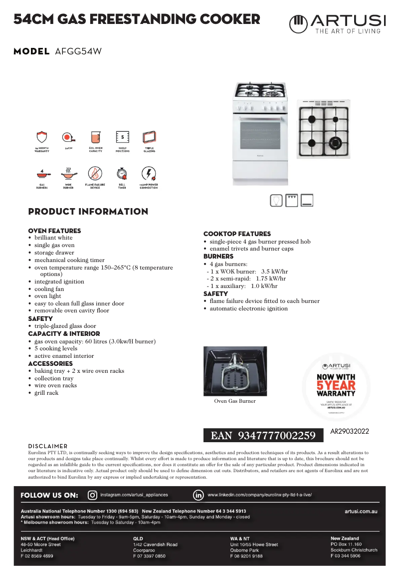 Image de la première page du manuel de l'appareil AFGG54W