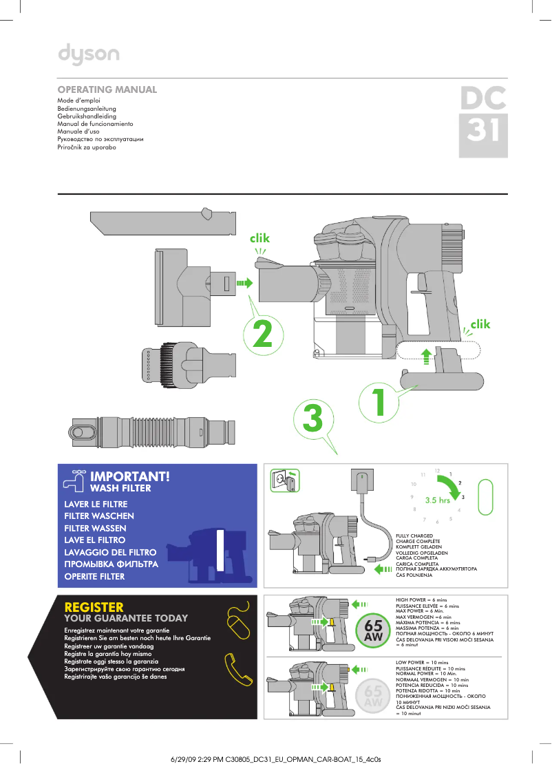 Page n°1 - Manuel utilisateur Dyson DC31