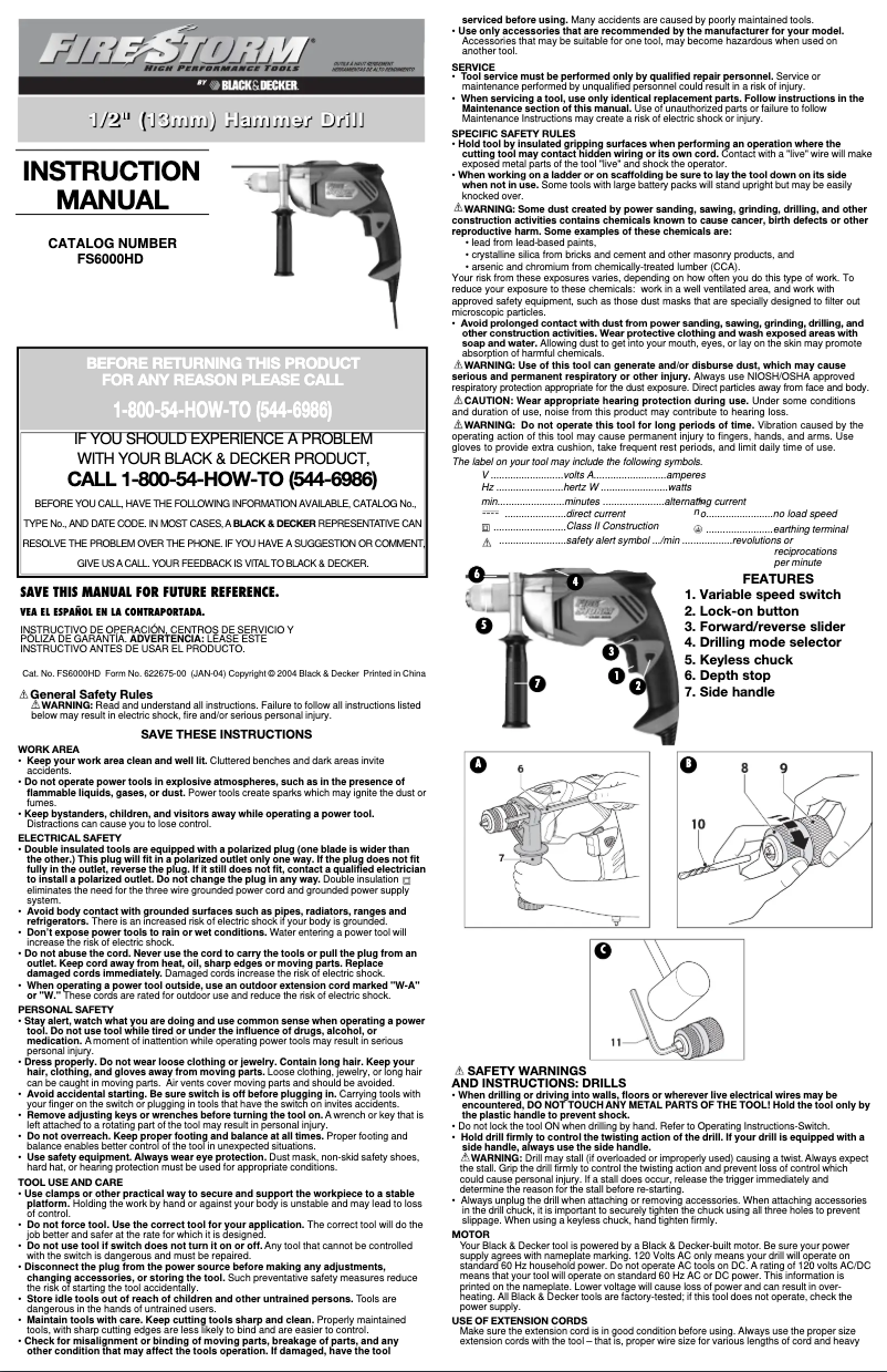 Page n°1 - Manuel utilisateur Black & Decker FS6000HD