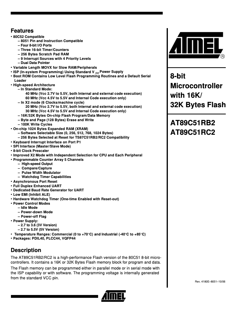 Image de la première page du manuel de l'appareil AT89C51RC2