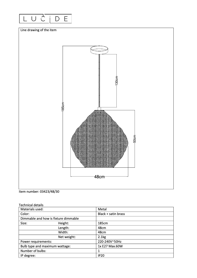 Page n°1 - Manuel utilisateur Lucide Saar 03423/48/30
