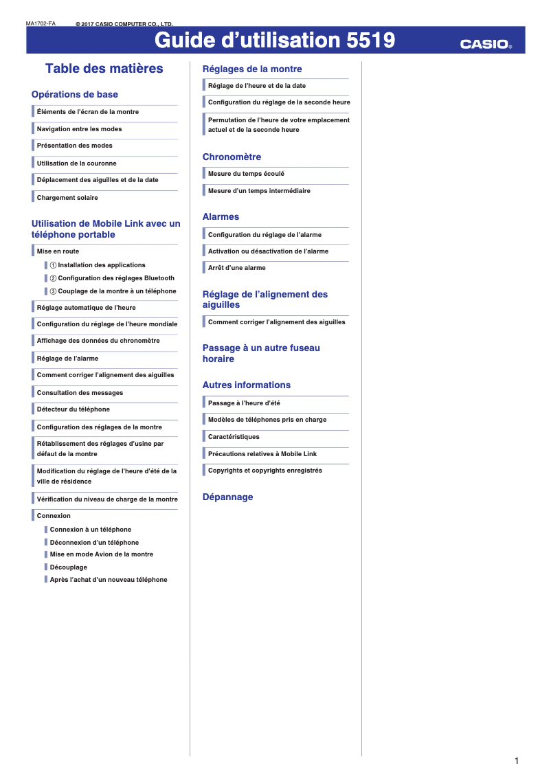 Page n°1 - Manuel utilisateur Casio 5519