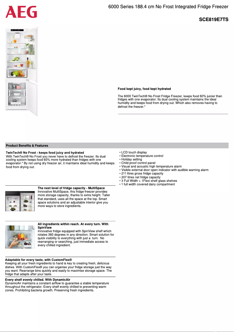 Page n°1 - Fiche technique AEG SCE819E7TS