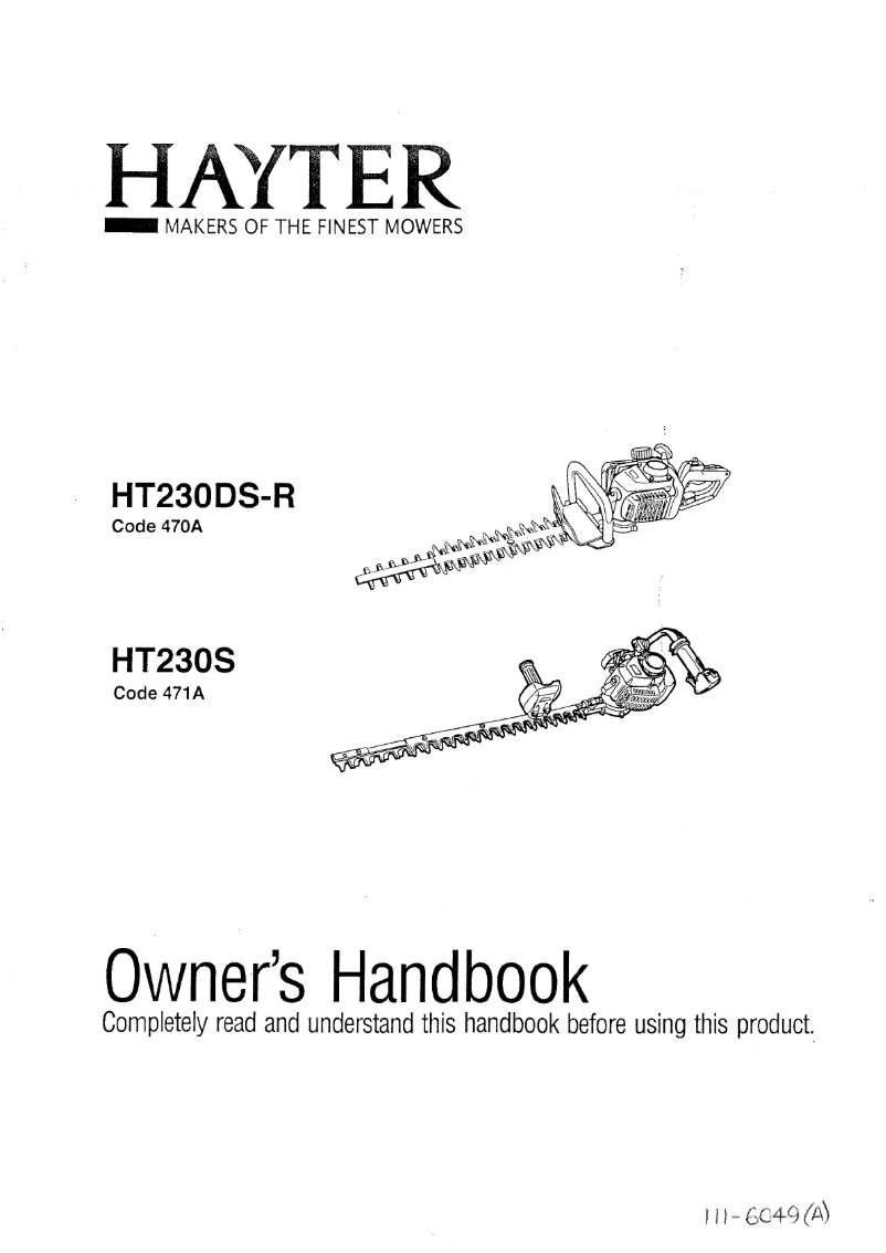 Page 1 de la notice Manuel utilisateur Hayter HT230DS-R