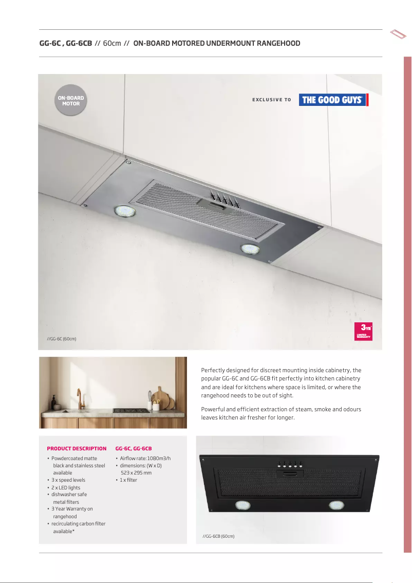 Page 1 de la notice Fiche technique Schweigen GG-6CB