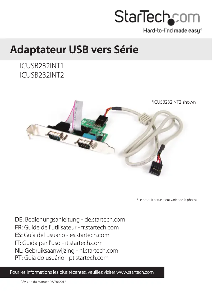 Image de la première page du manuel de l'appareil ICUSB232INT2
