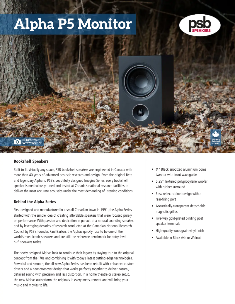 Page 1 of the manual Technical Sheet PSB Alpha P5