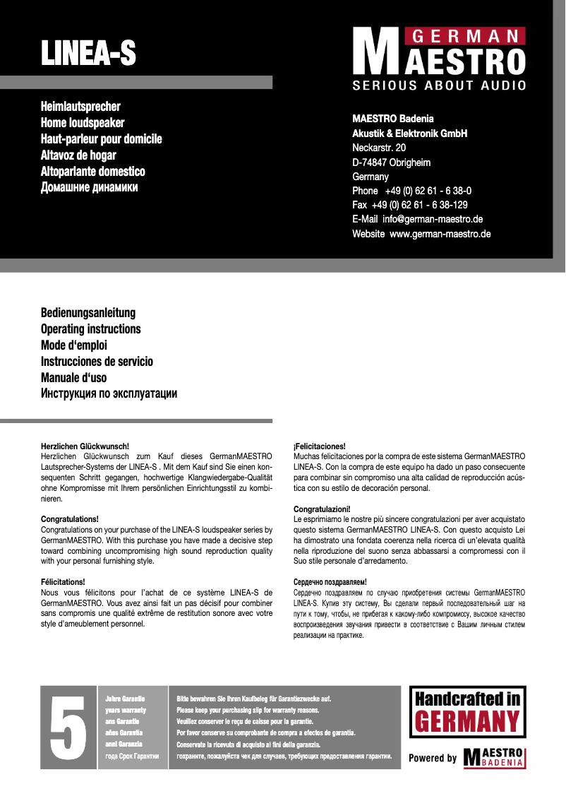 Page n°1 - Manuel utilisateur German Maestro MS-C1GA