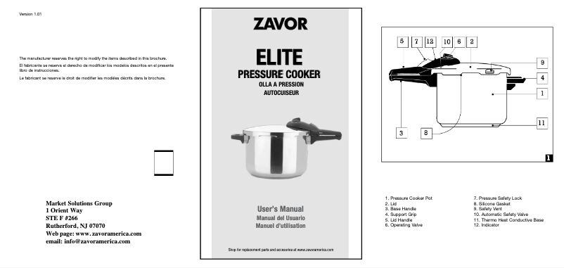 Page n°1 - Manuel utilisateur Zavor Elite ZCWEL01