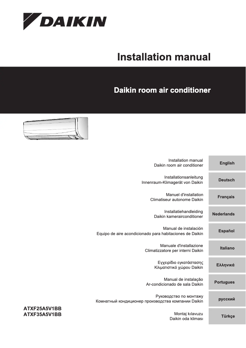 Page 1 de la notice Manuel utilisateur Daikin ATXF25A