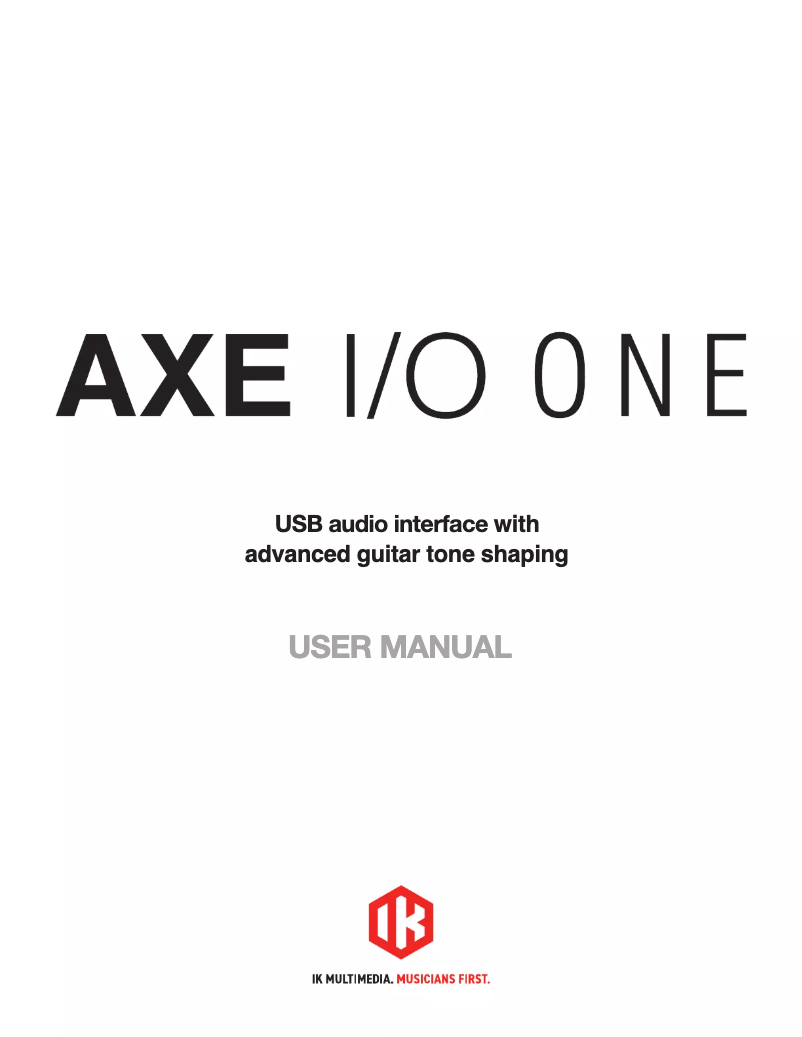 Image de la première page du manuel de l'appareil AXE I/O ONE