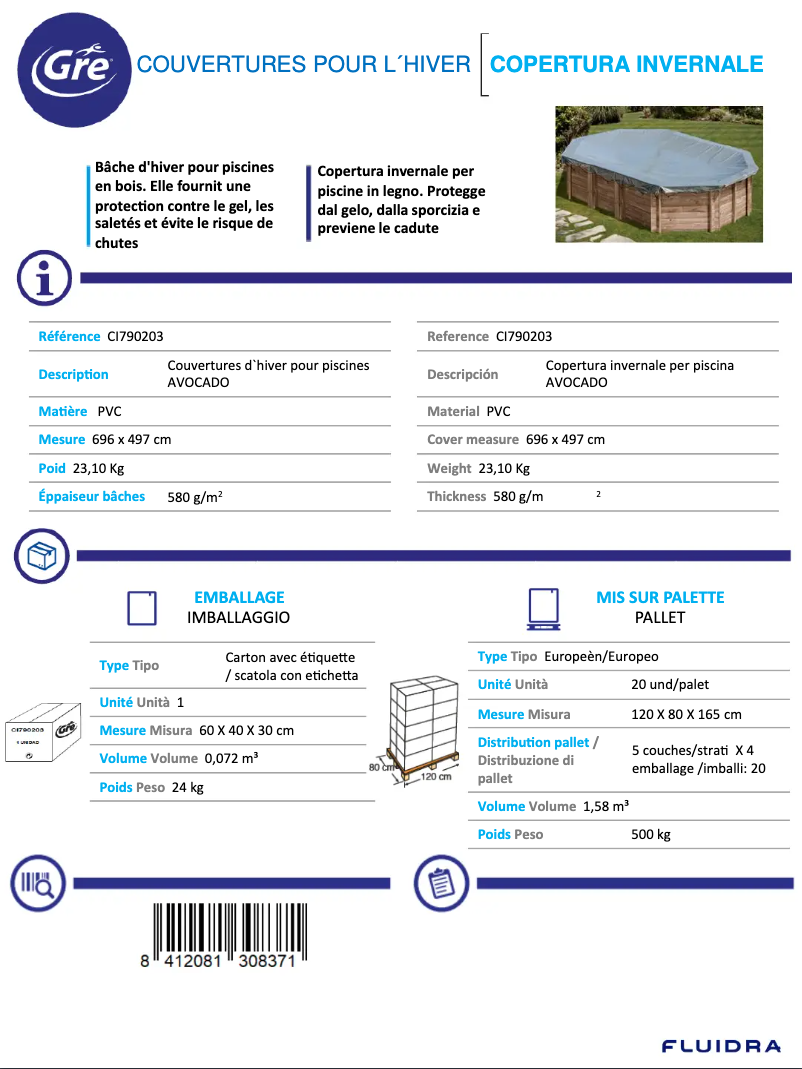 Página 1 del manual Ficha técnica Gre CI790203