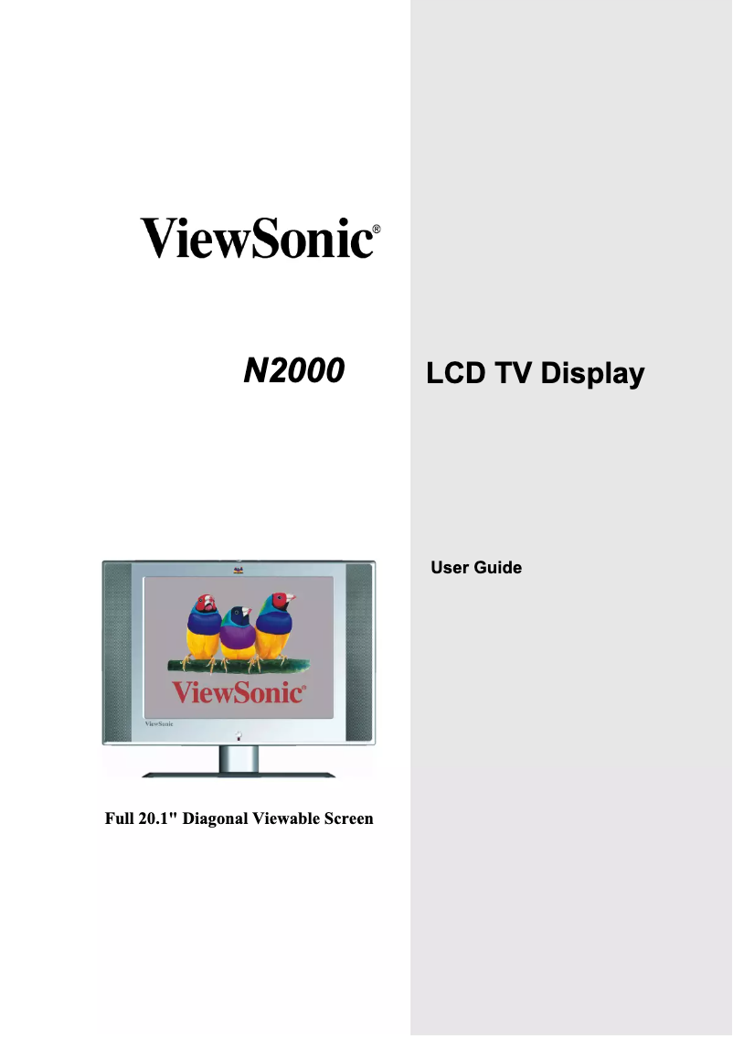 Page 1 de la notice Manuel utilisateur Viewsonic NextVision N2000