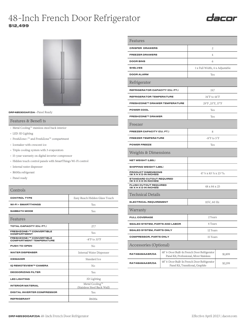 Image de la première page du manuel de l'appareil DRF485300AP