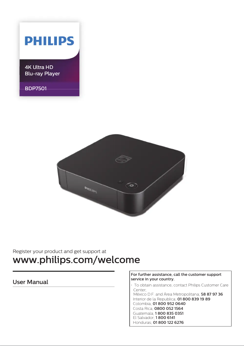 Page 1 de la notice Manuel utilisateur Philips BDP7501