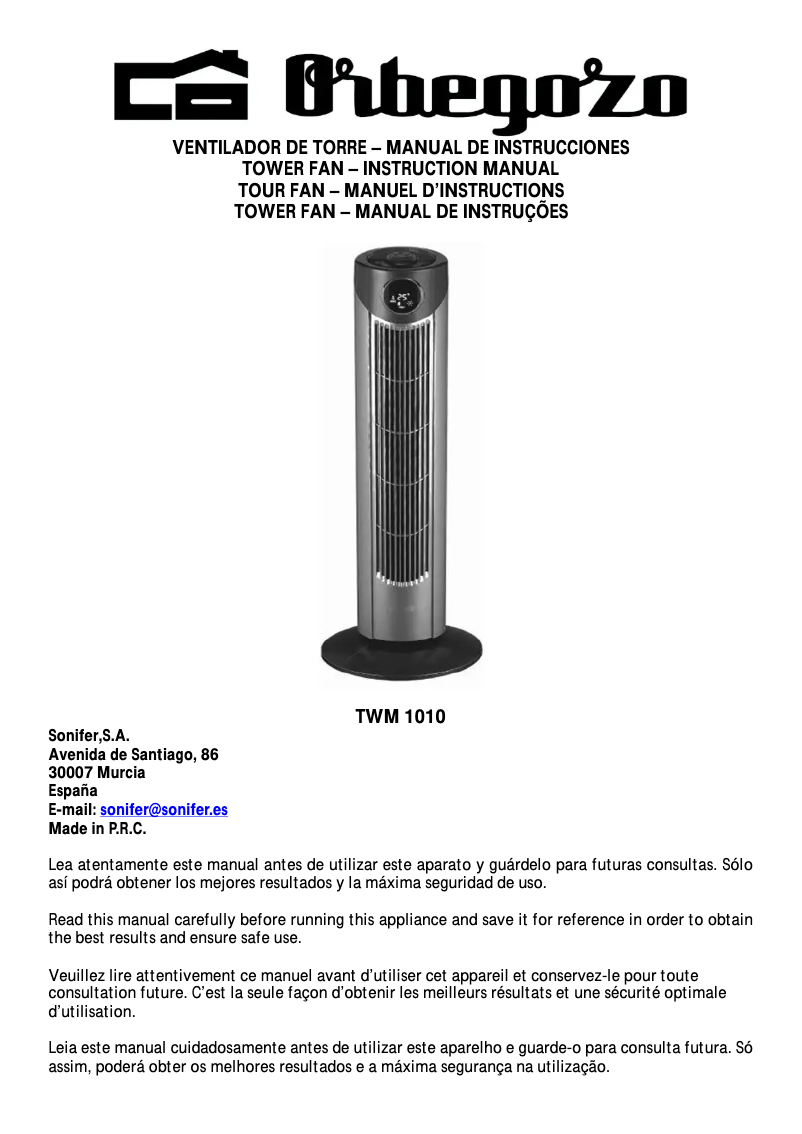 Image de la première page du manuel de l'appareil TWM 1010