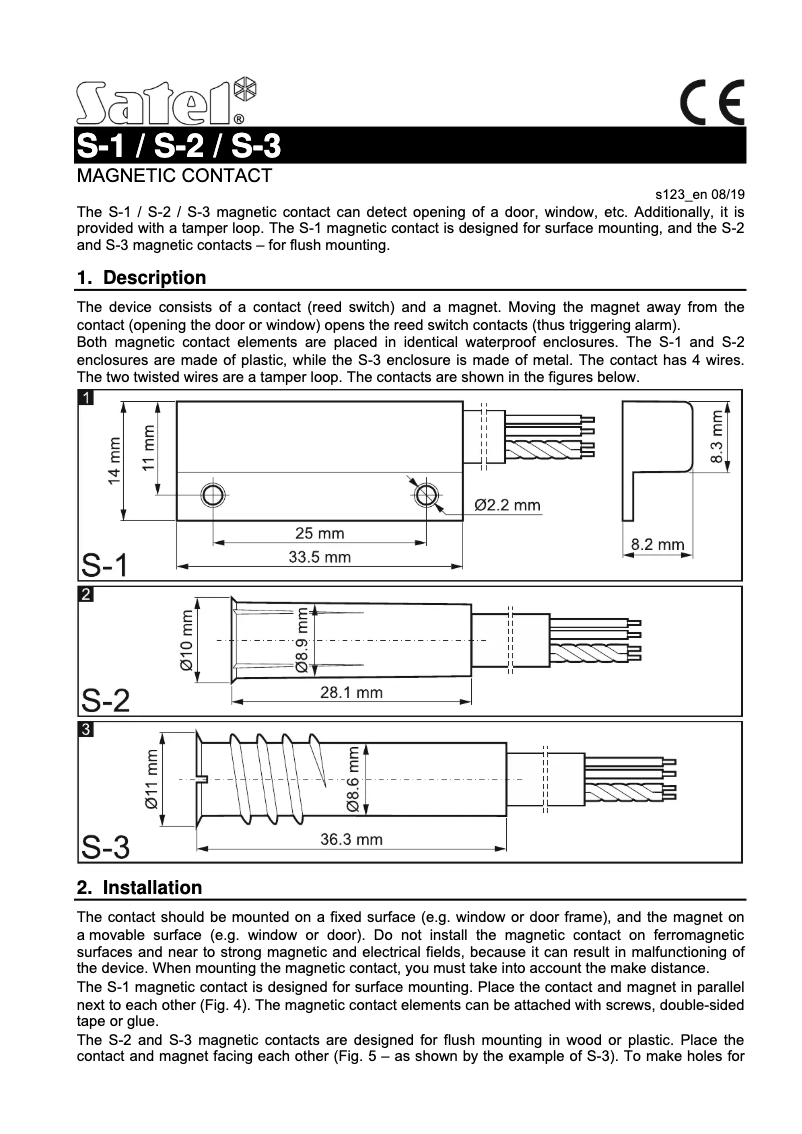 Page 1 de la notice Manuel utilisateur Satel S-3