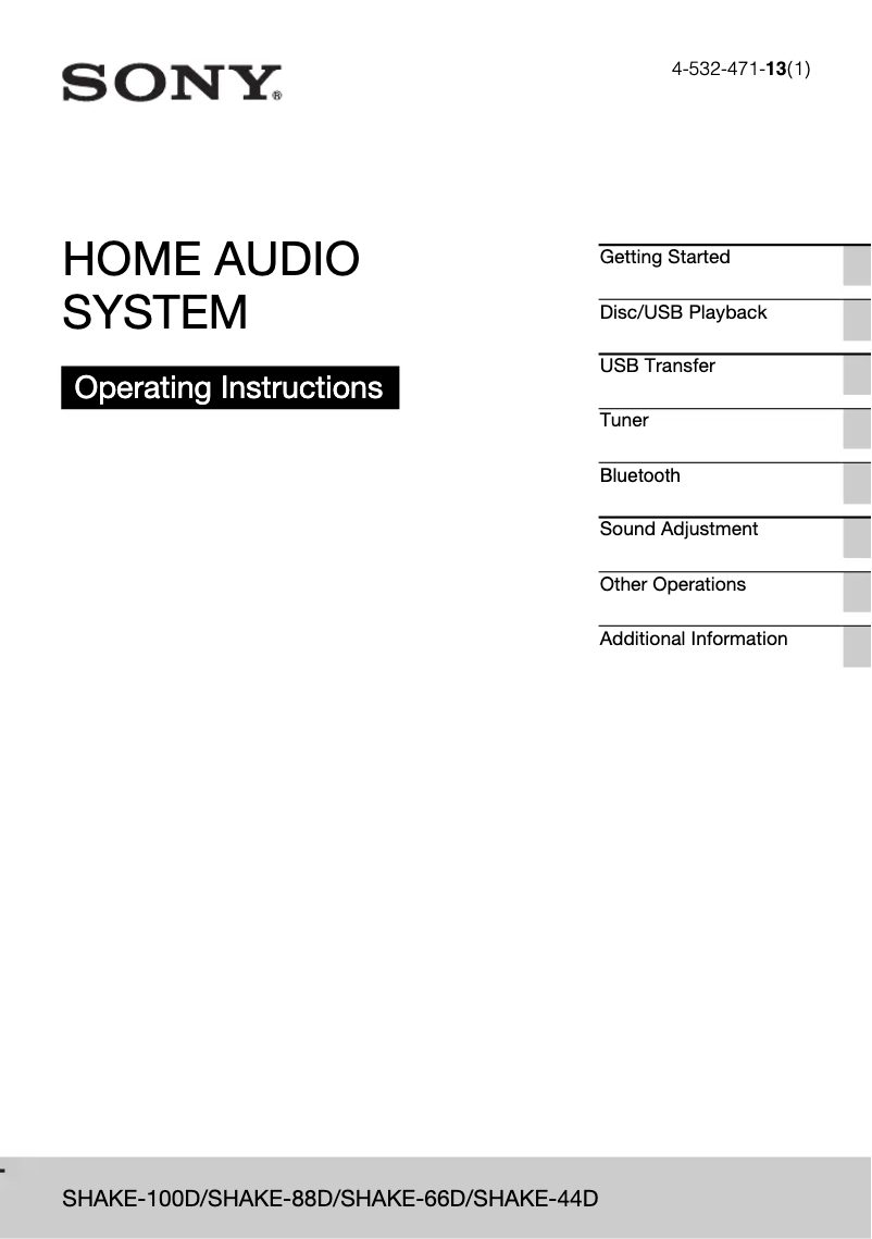 Image de la première page du manuel de l'appareil SHAKE-88D