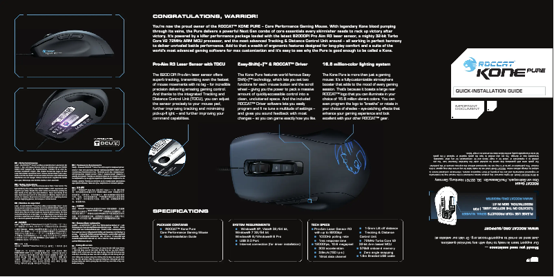 Page 1 de la notice Manuel utilisateur Roccat Kone Pure Color