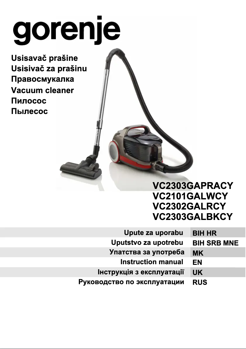 Page n°1 - Manuel utilisateur Gorenje VC2303GALBKCY
